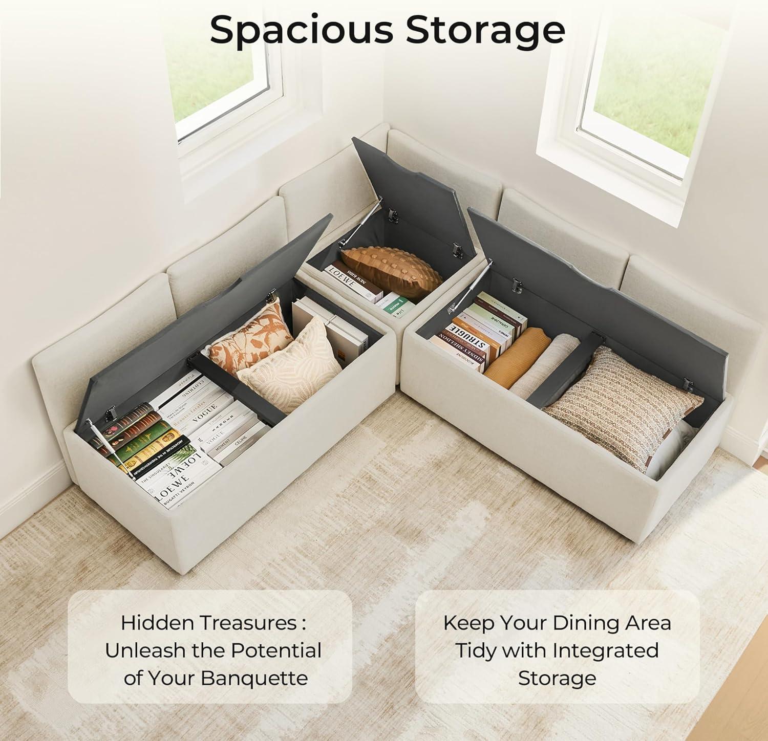 image:imageCHITA Breakfast Nook Bench with Storage Upholstered Dining Bench with Back Corner Kitchen amp Dining Banquette Seating Nook Dining Settee L Shaped 4 Seats Fabric in LinenKhaki
