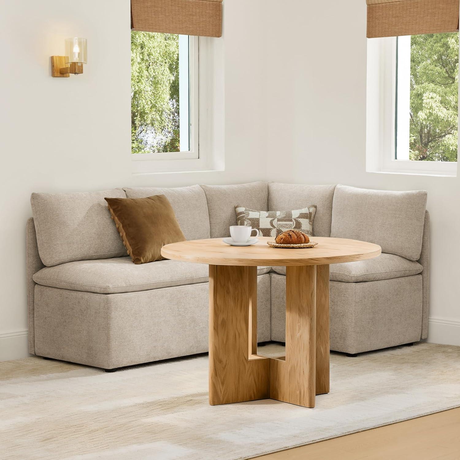 image:imageCHITA Breakfast Nook Bench with Storage Upholstered Dining Bench with Back Corner Kitchen amp Dining Banquette Seating Nook Dining Settee L Shaped 4 Seats Fabric in LinenKhaki