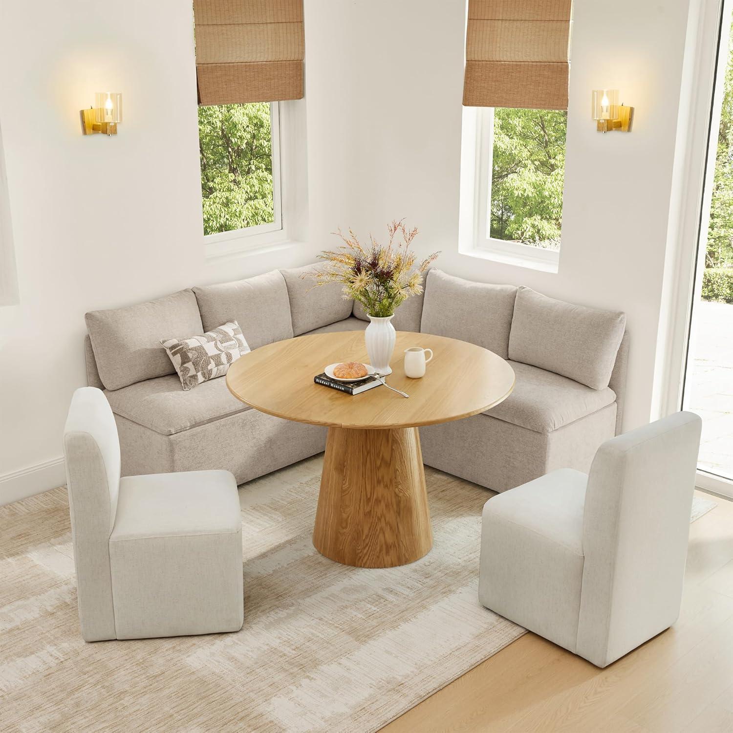 image:imageCHITA Breakfast Nook Bench with Storage Upholstered Dining Bench with Back Corner Kitchen amp Dining Banquette Seating Nook Dining Settee L Shaped 4 Seats Fabric in LinenKhaki