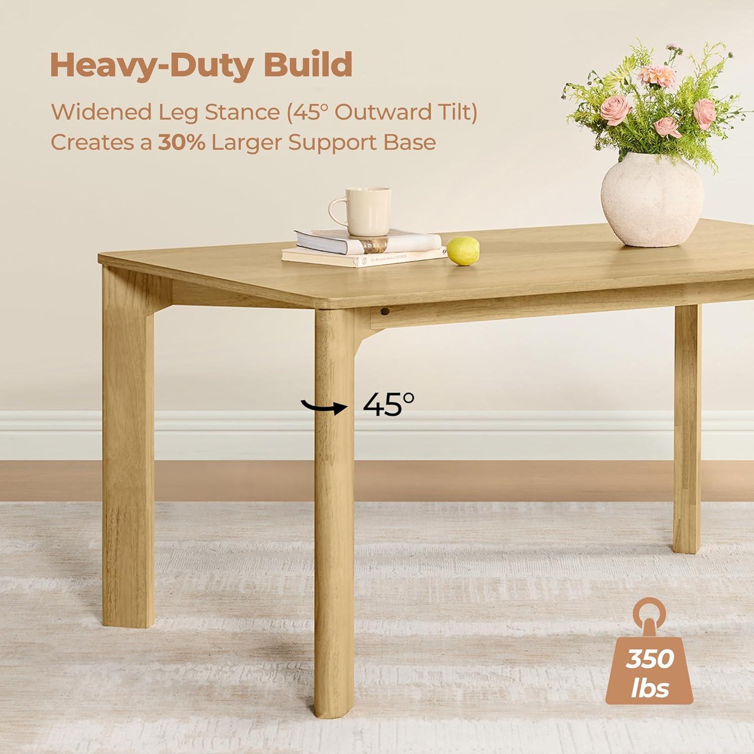 image:imageCHITA 59 Mid Century Modern Dining Table for 6 Rectangle Wood Kitchen amp Dining Room Table Solid Rubberwood Frame Oak VennerOak