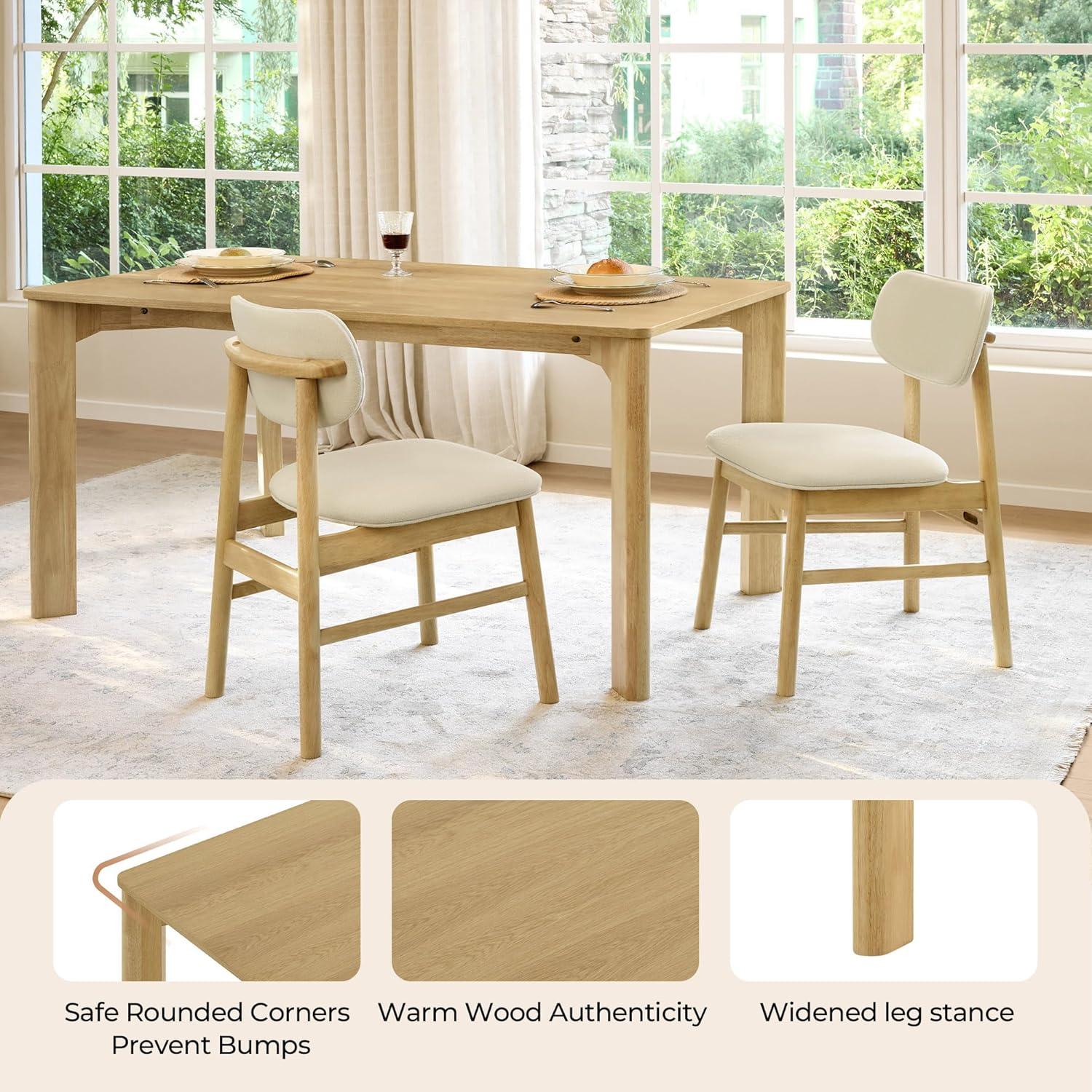 image:imageCHITA 59 Mid Century Modern Dining Table for 6 Rectangle Wood Kitchen amp Dining Room Table Solid Rubberwood Frame Oak VennerOak