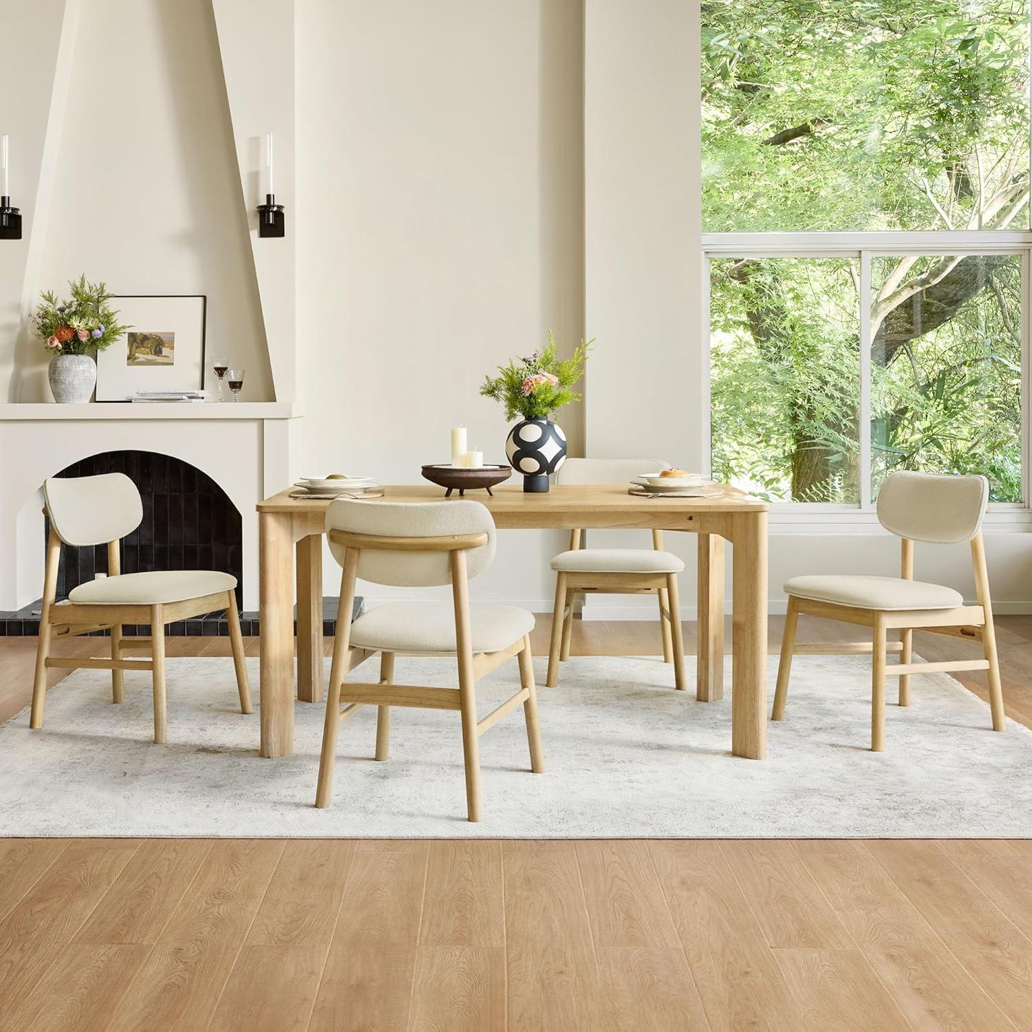 image:imageCHITA 59 Mid Century Modern Dining Table for 6 Rectangle Wood Kitchen amp Dining Room Table Solid Rubberwood Frame Oak VennerOak