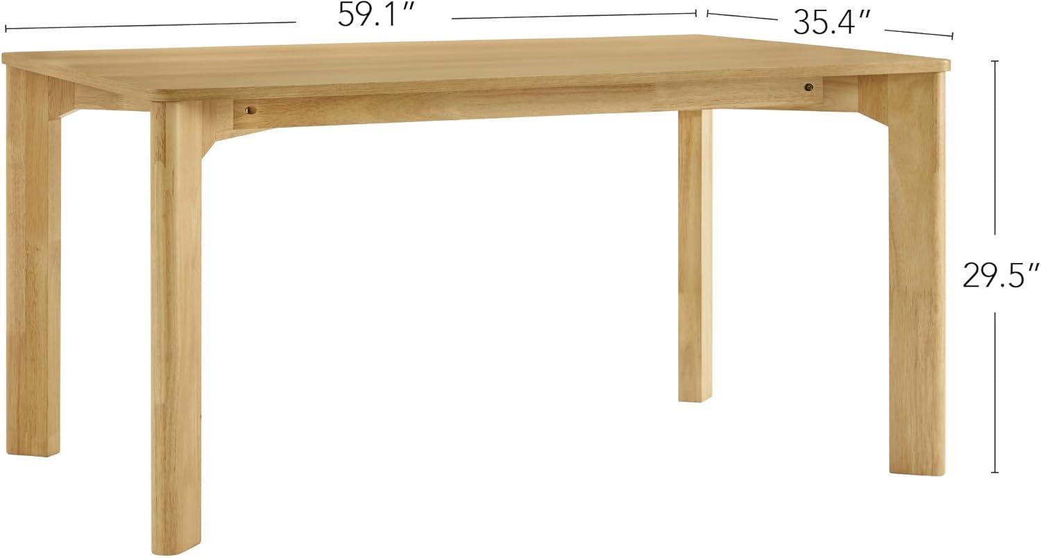 image:imageCHITA 59 Mid Century Modern Dining Table for 6 Rectangle Wood Kitchen amp Dining Room Table Solid Rubberwood Frame Oak VennerOak