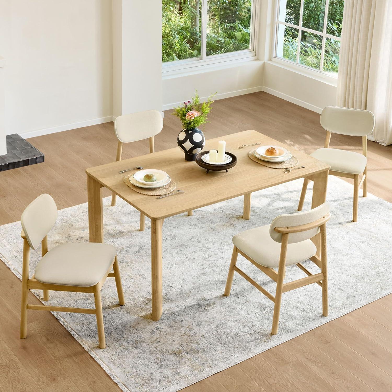 image:imageCHITA 59 Mid Century Modern Dining Table for 6 Rectangle Wood Kitchen amp Dining Room Table Solid Rubberwood Frame Oak VennerOak