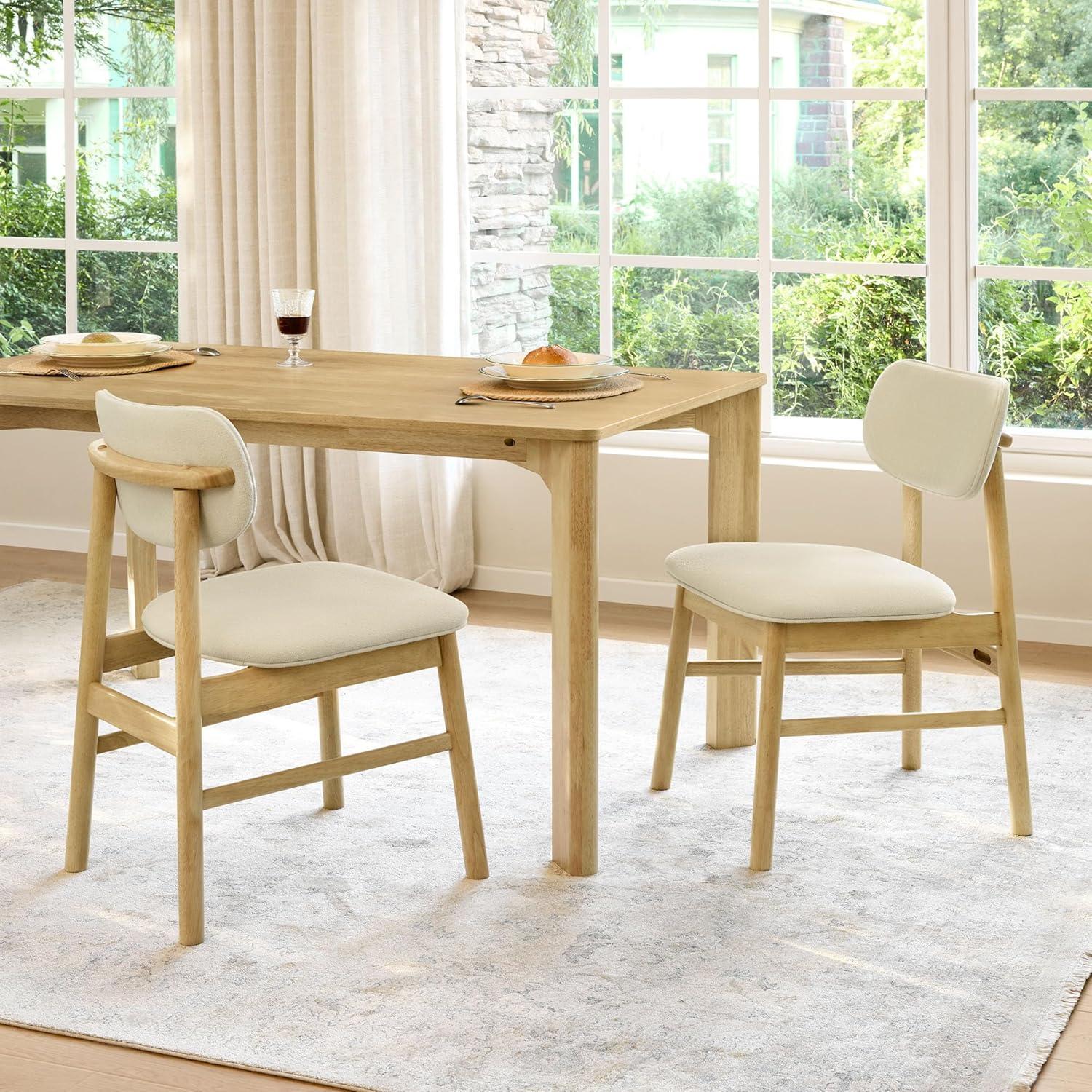 image:imageCHITA 59 Mid Century Modern Dining Table for 6 Rectangle Wood Kitchen amp Dining Room Table Solid Rubberwood Frame Oak VennerOak
