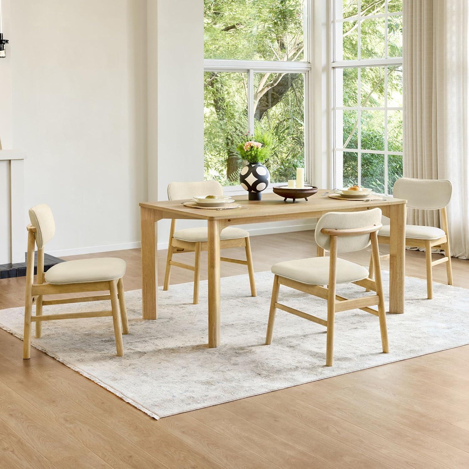 image:imageCHITA 59 Mid Century Modern Dining Table for 6 Rectangle Wood Kitchen amp Dining Room Table Solid Rubberwood Frame Oak VennerOak