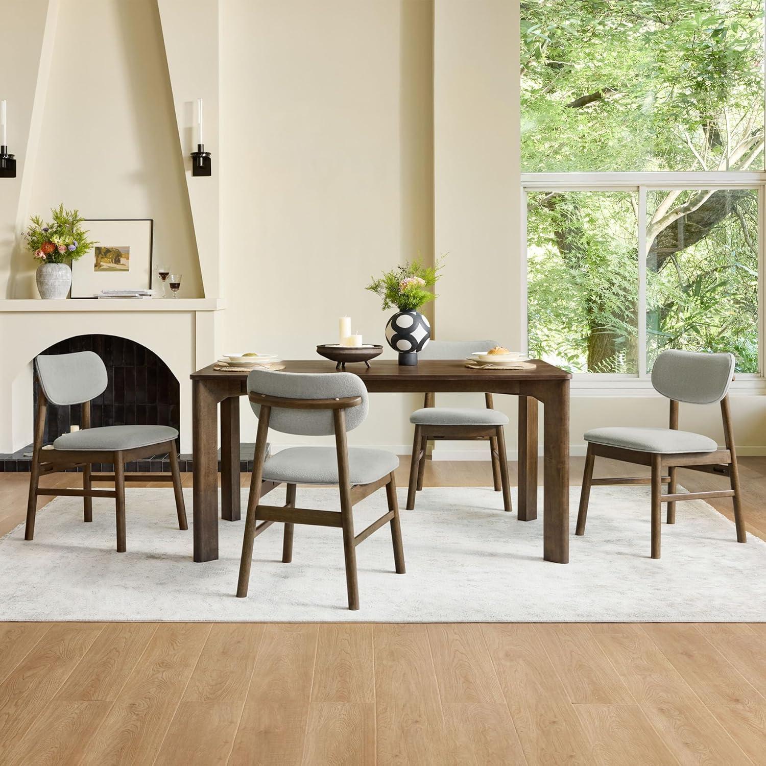 image:imageCHITA 59 Mid Century Modern Dining Table for 6 Rectangle Wood Kitchen amp Dining Room Table Solid Rubberwood Frame Oak VennerWalnut