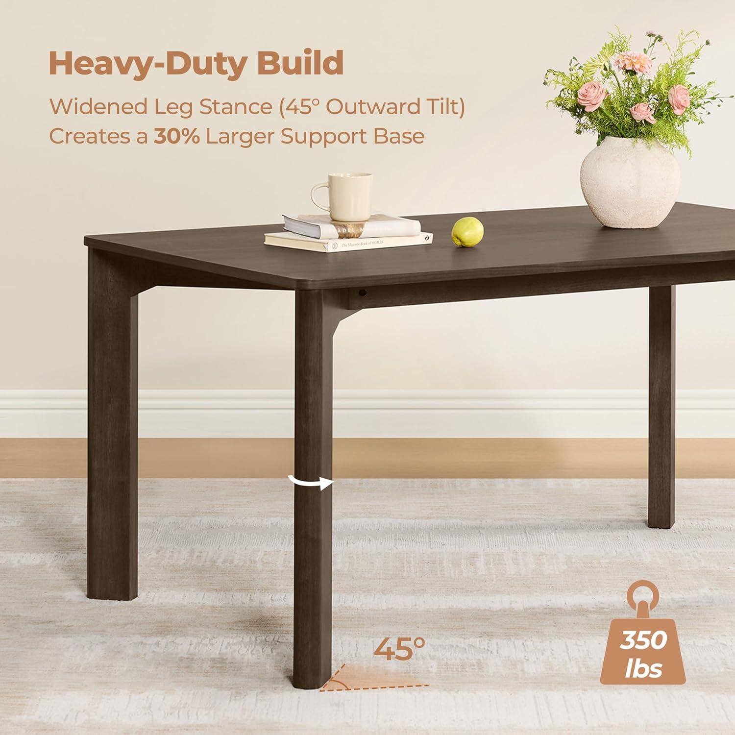 image:imageCHITA 59 Mid Century Modern Dining Table for 6 Rectangle Wood Kitchen amp Dining Room Table Solid Rubberwood Frame Oak VennerWalnut