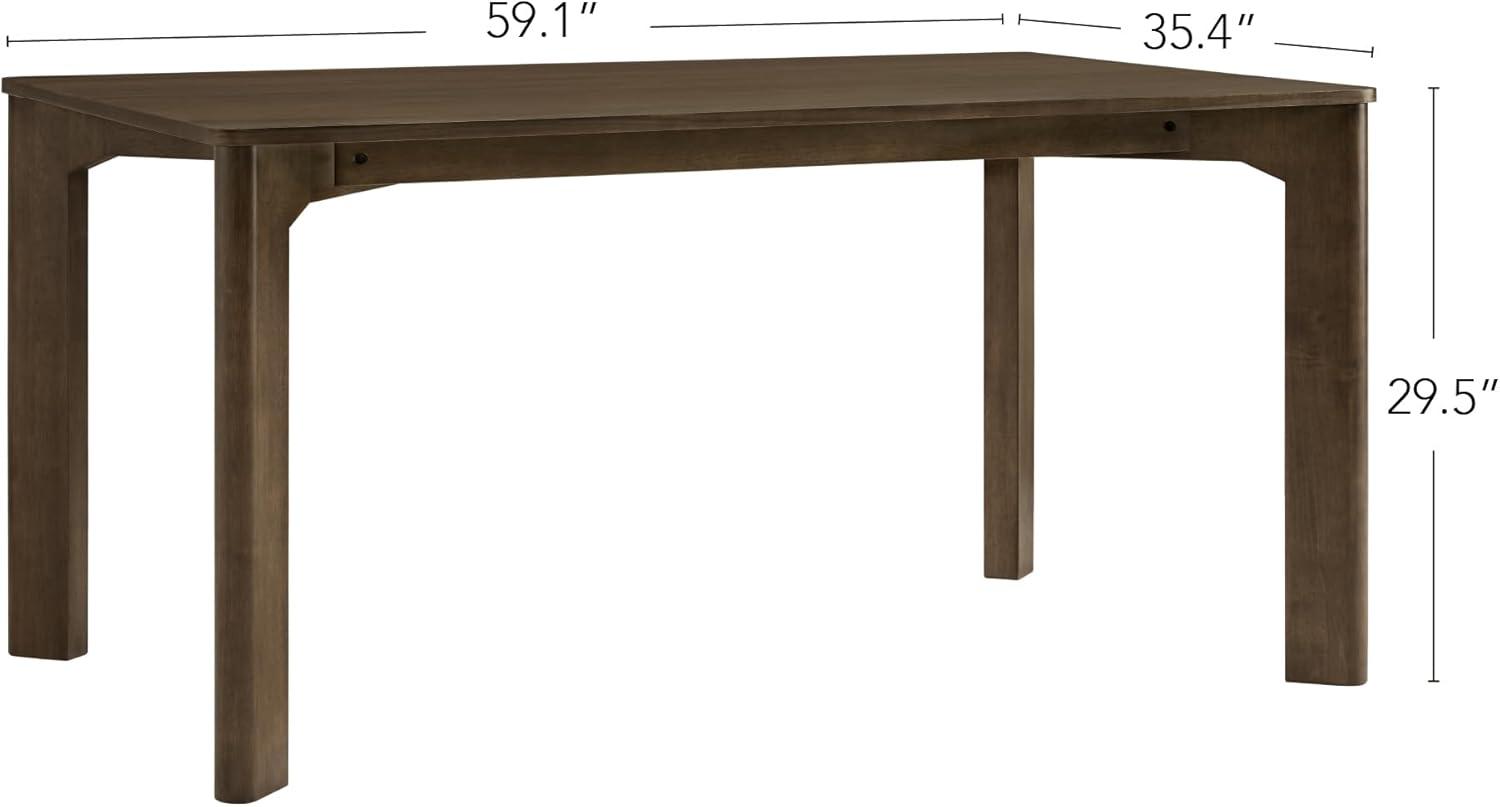 image:imageCHITA 59 Mid Century Modern Dining Table for 6 Rectangle Wood Kitchen amp Dining Room Table Solid Rubberwood Frame Oak VennerWalnut