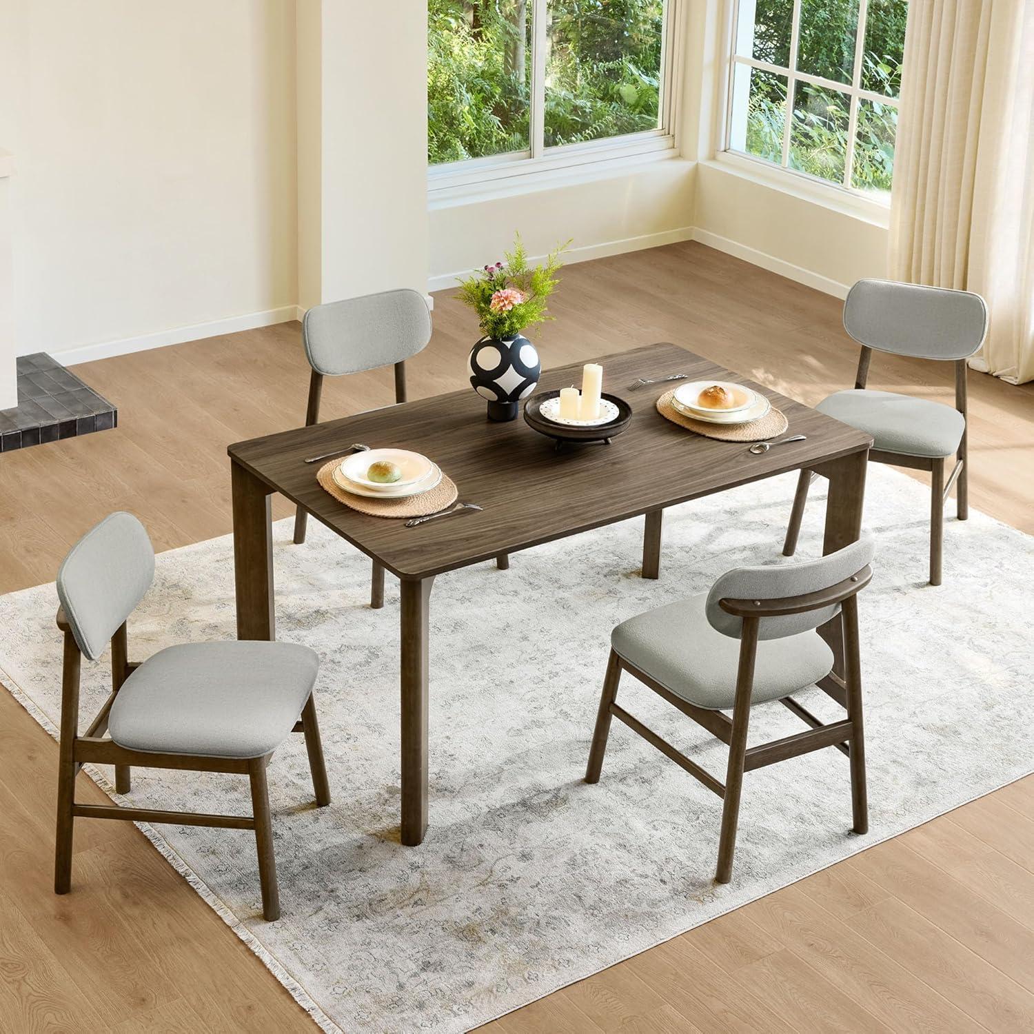 image:imageCHITA 59 Mid Century Modern Dining Table for 6 Rectangle Wood Kitchen amp Dining Room Table Solid Rubberwood Frame Oak VennerWalnut