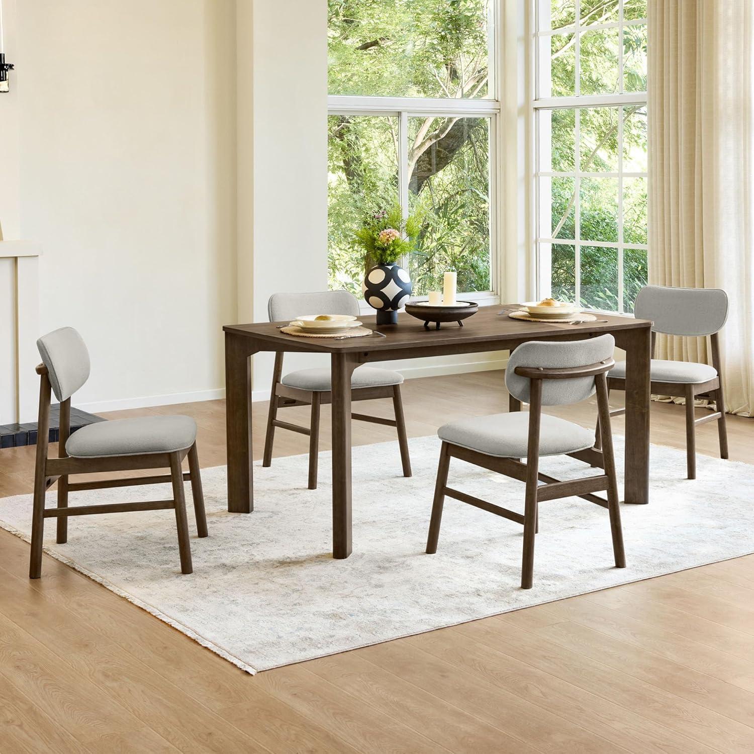 image:imageCHITA 59 Mid Century Modern Dining Table for 6 Rectangle Wood Kitchen amp Dining Room Table Solid Rubberwood Frame Oak VennerWalnut