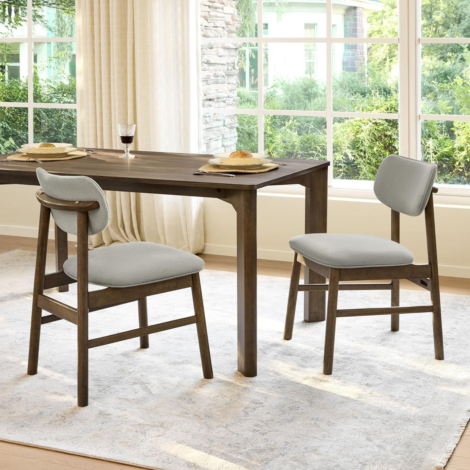 image:imageCHITA 59 Mid Century Modern Dining Table for 6 Rectangle Wood Kitchen amp Dining Room Table Solid Rubberwood Frame Oak VennerWalnut