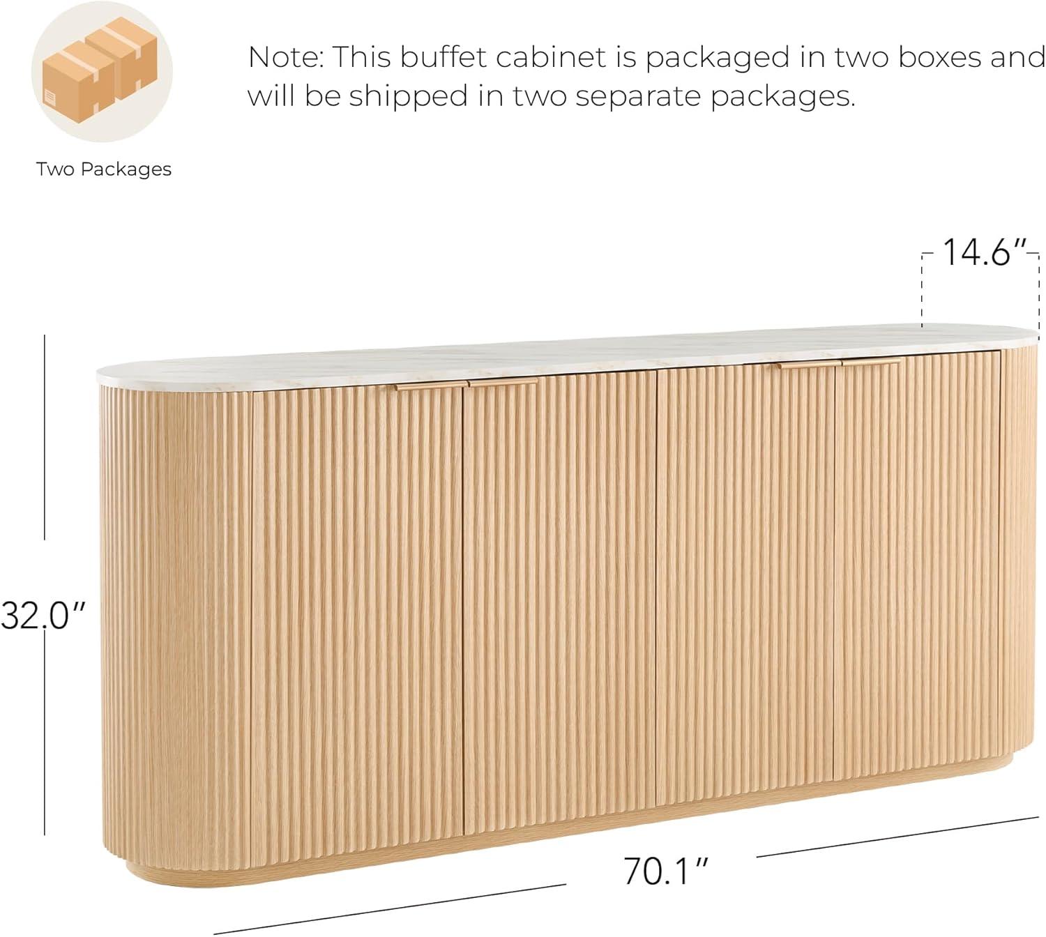 image:imageCHITA 70 Sideboard Buffet Cabinet with Storage Living Room Accent Cabinet with Doors and Adjustable Shelves for Bar Kitchen WalnutNatural Oak