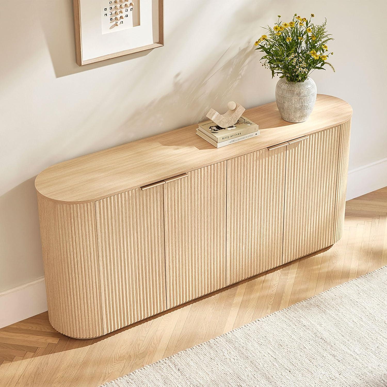image:imageCHITA 70 Sideboard Buffet Cabinet with Storage Living Room Accent Cabinet with Doors and Adjustable Shelves for Bar Kitchen WalnutNatural Oak