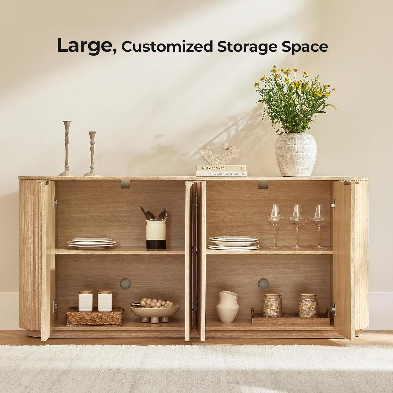 image:imageCHITA 70 Sideboard Buffet Cabinet with Storage Living Room Accent Cabinet with Doors and Adjustable Shelves for Bar Kitchen WalnutNatural Oak