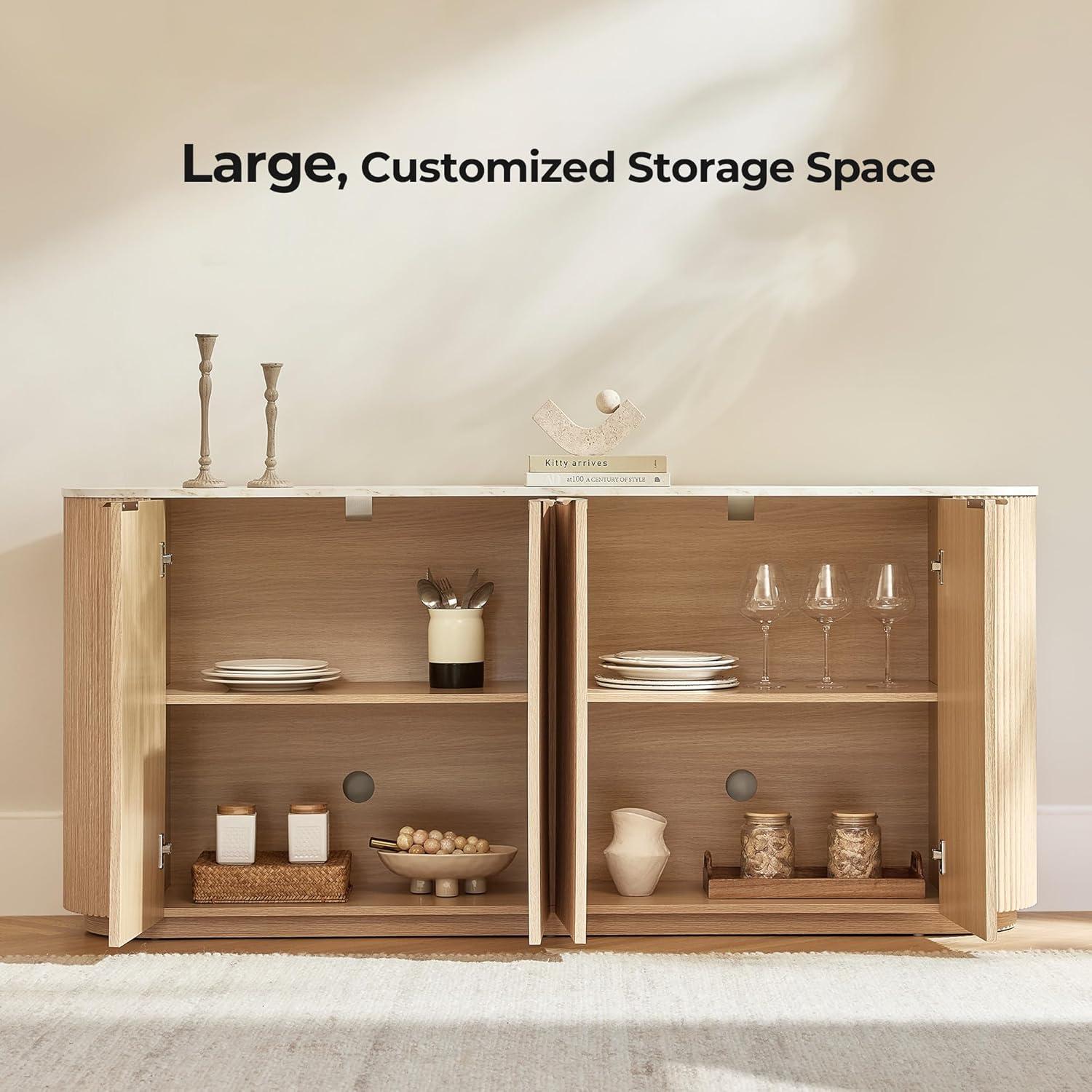 image:imageCHITA 70 Sideboard Buffet Cabinet with Storage Living Room Accent Cabinet with Doors and Adjustable Shelves for Bar Kitchen WalnutNatural Oak