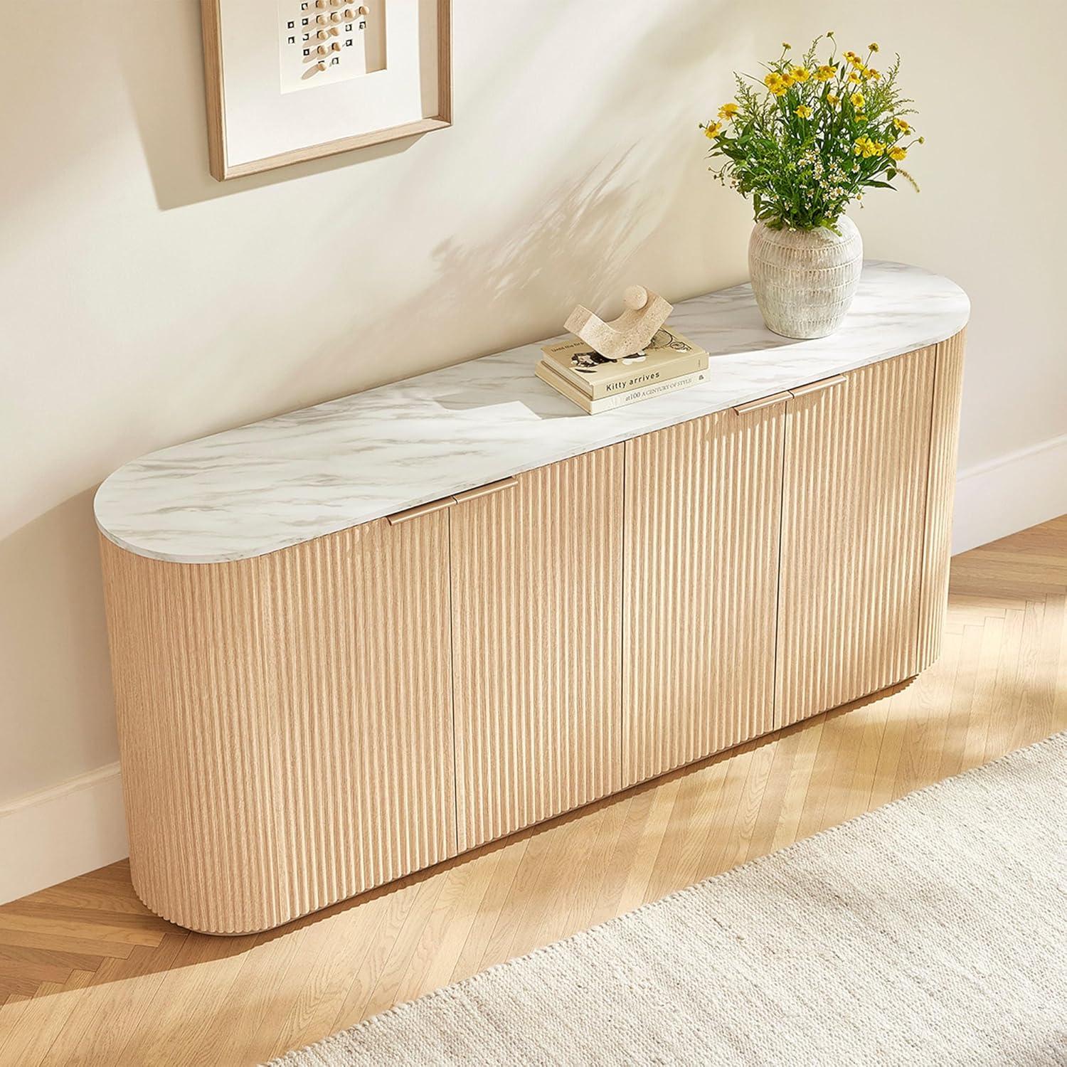 image:imageCHITA 70 Sideboard Buffet Cabinet with Storage Living Room Accent Cabinet with Doors and Adjustable Shelves for Bar Kitchen WalnutNatural Oak