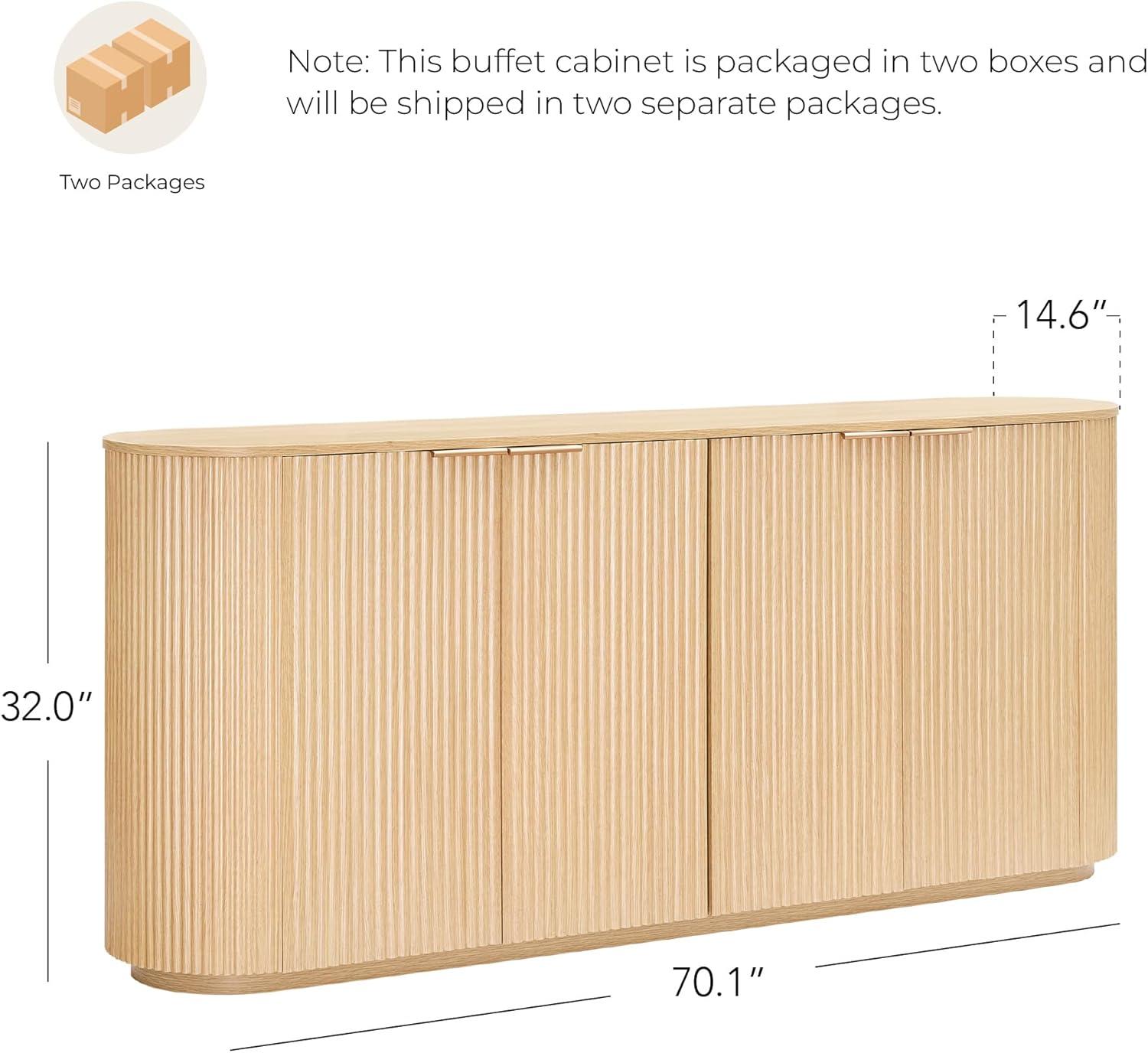 image:imageCHITA 70 Sideboard Buffet Cabinet with Storage Living Room Accent Cabinet with Doors and Adjustable Shelves for Bar Kitchen WalnutNatural Oak