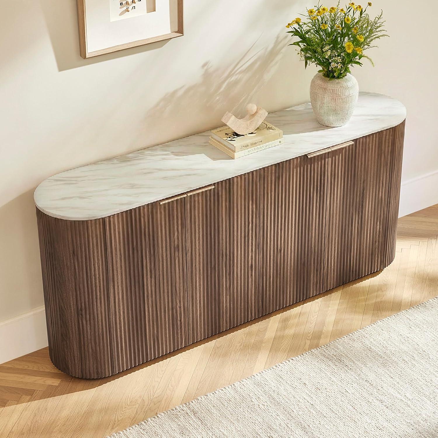 image:imageCHITA 70 Sideboard Buffet Cabinet with Storage Living Room Accent Cabinet with Doors and Adjustable Shelves for Bar Kitchen WalnutWalnut