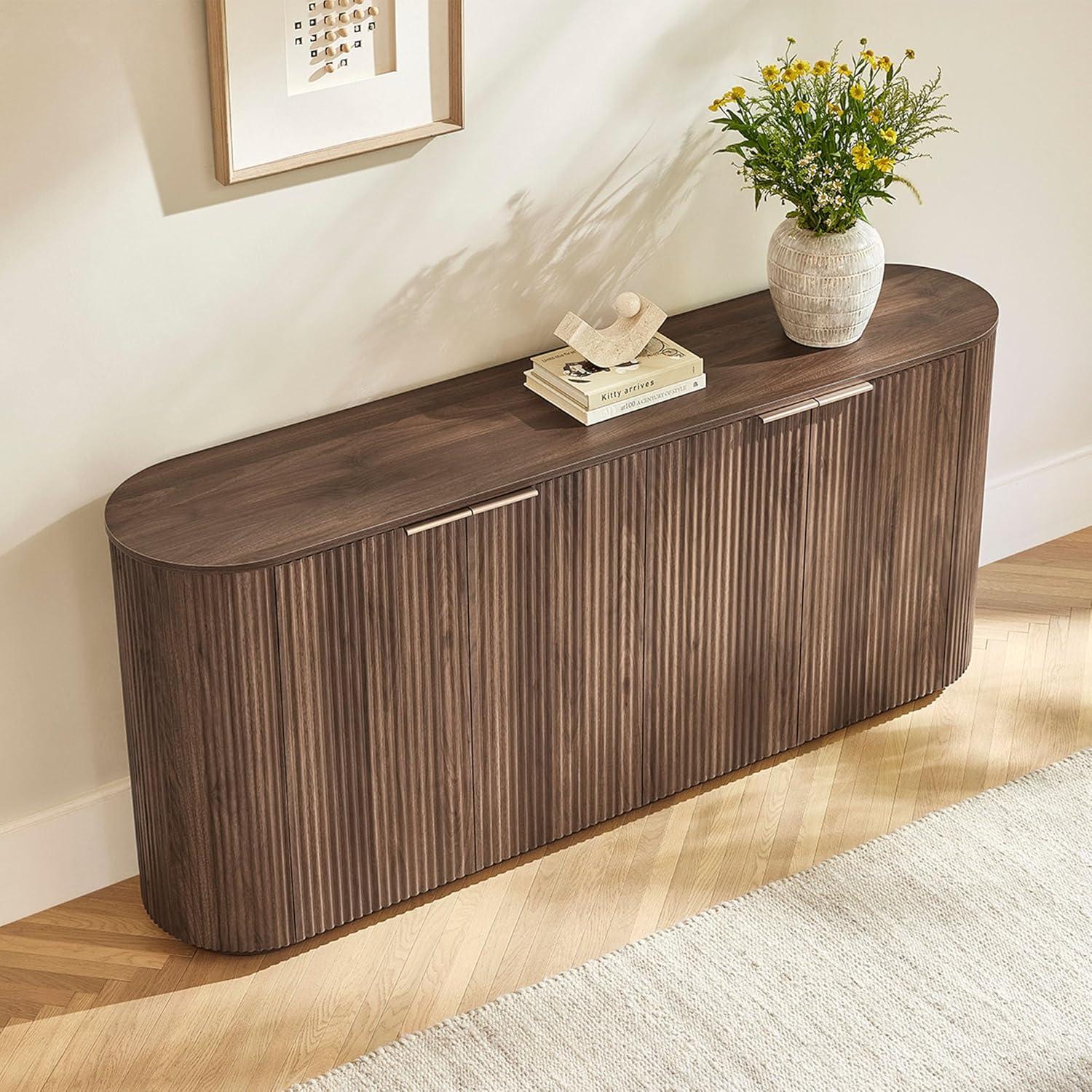 image:imageCHITA 70 Sideboard Buffet Cabinet with Storage Living Room Accent Cabinet with Doors and Adjustable Shelves for Bar Kitchen WalnutWalnut