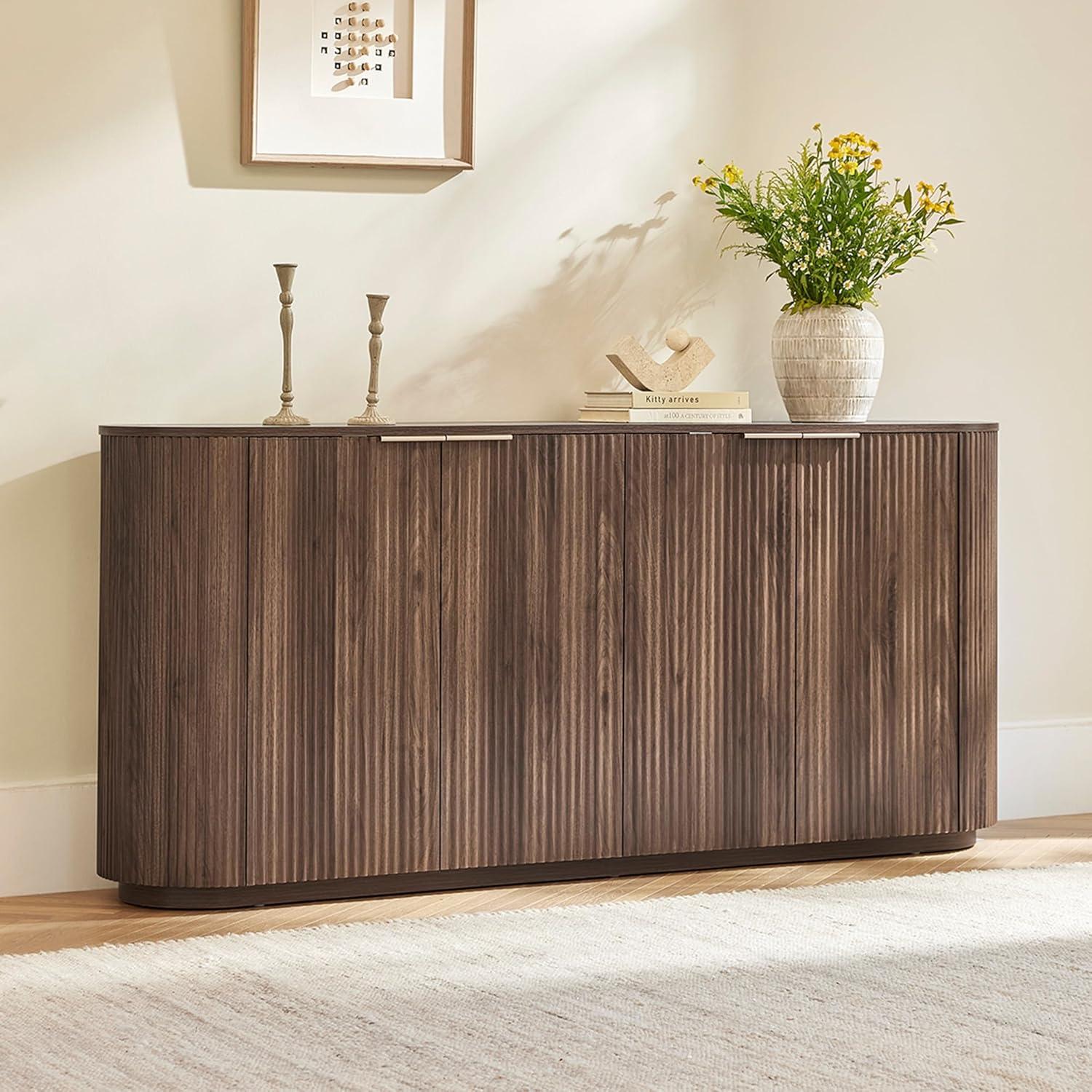 image:imageCHITA 70 Sideboard Buffet Cabinet with Storage Living Room Accent Cabinet with Doors and Adjustable Shelves for Bar Kitchen WalnutWalnut