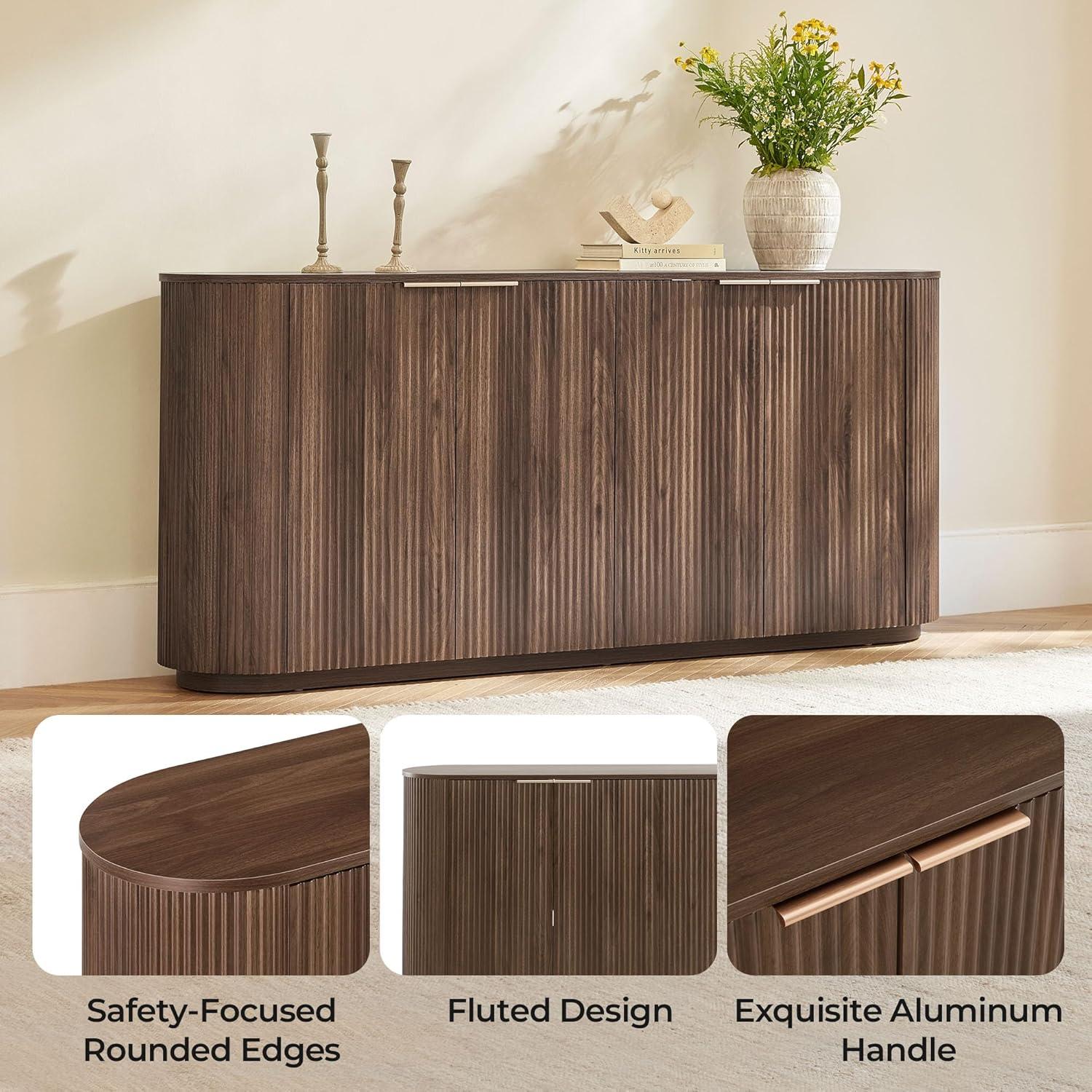 image:imageCHITA 70 Sideboard Buffet Cabinet with Storage Living Room Accent Cabinet with Doors and Adjustable Shelves for Bar Kitchen WalnutWalnut