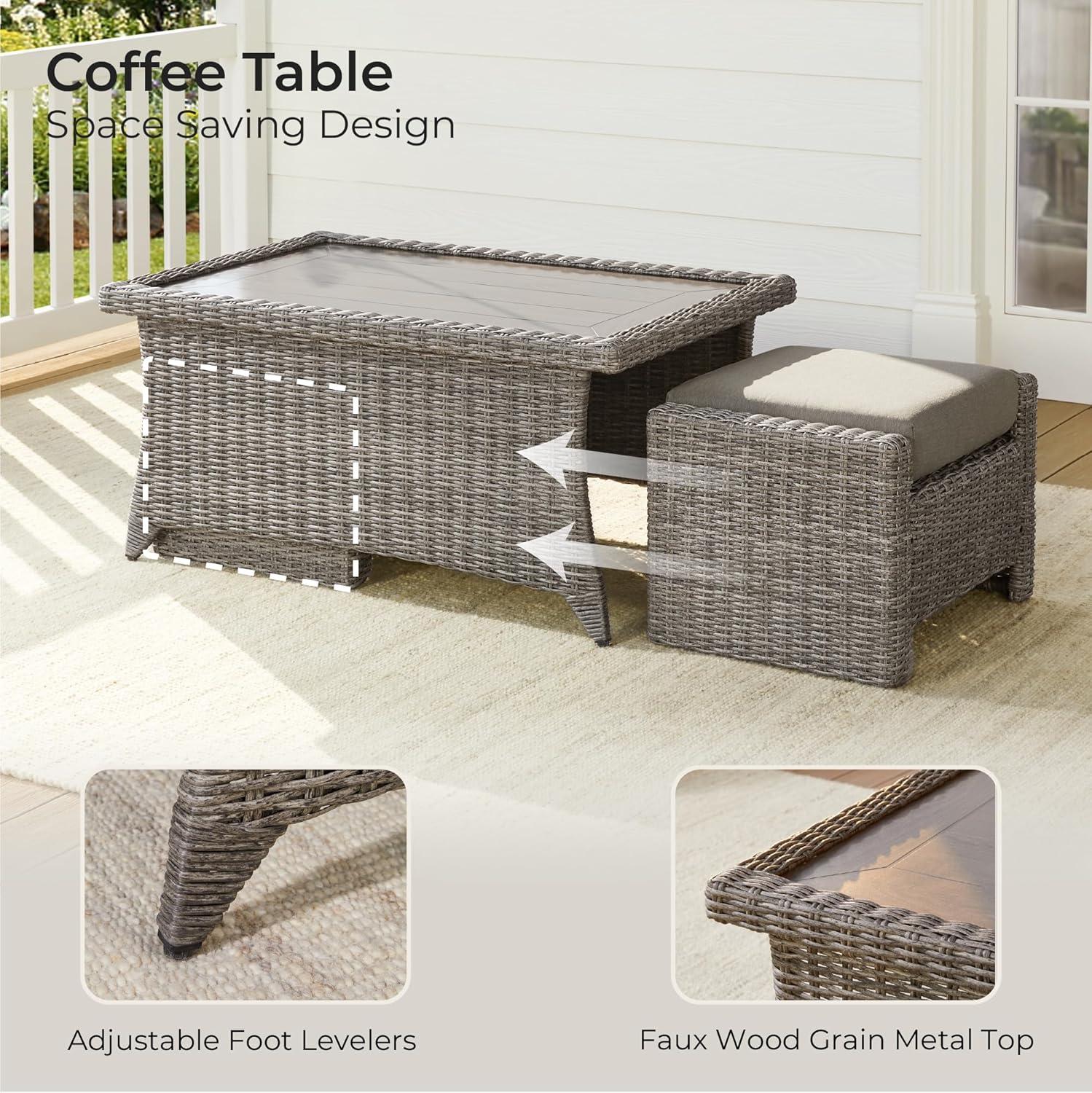 image:imageCHITA Patio Wicker Chair 360 Rocking Swivel Outdoor Rattan Chair with Thickened Cushions for Backyard Poolside Garden or PorchBrownish Grey Cushions With Grey Wicker