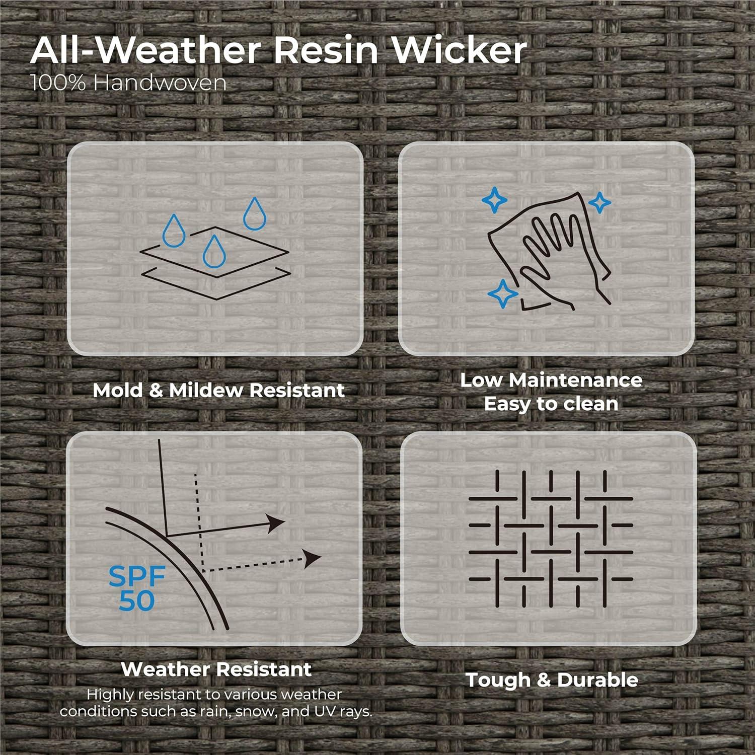 image:imageCHITA Patio Wicker Chair 360 Rocking Swivel Outdoor Rattan Chair with Thickened Cushions for Backyard Poolside Garden or PorchBrownish Grey Cushions With Grey Wicker
