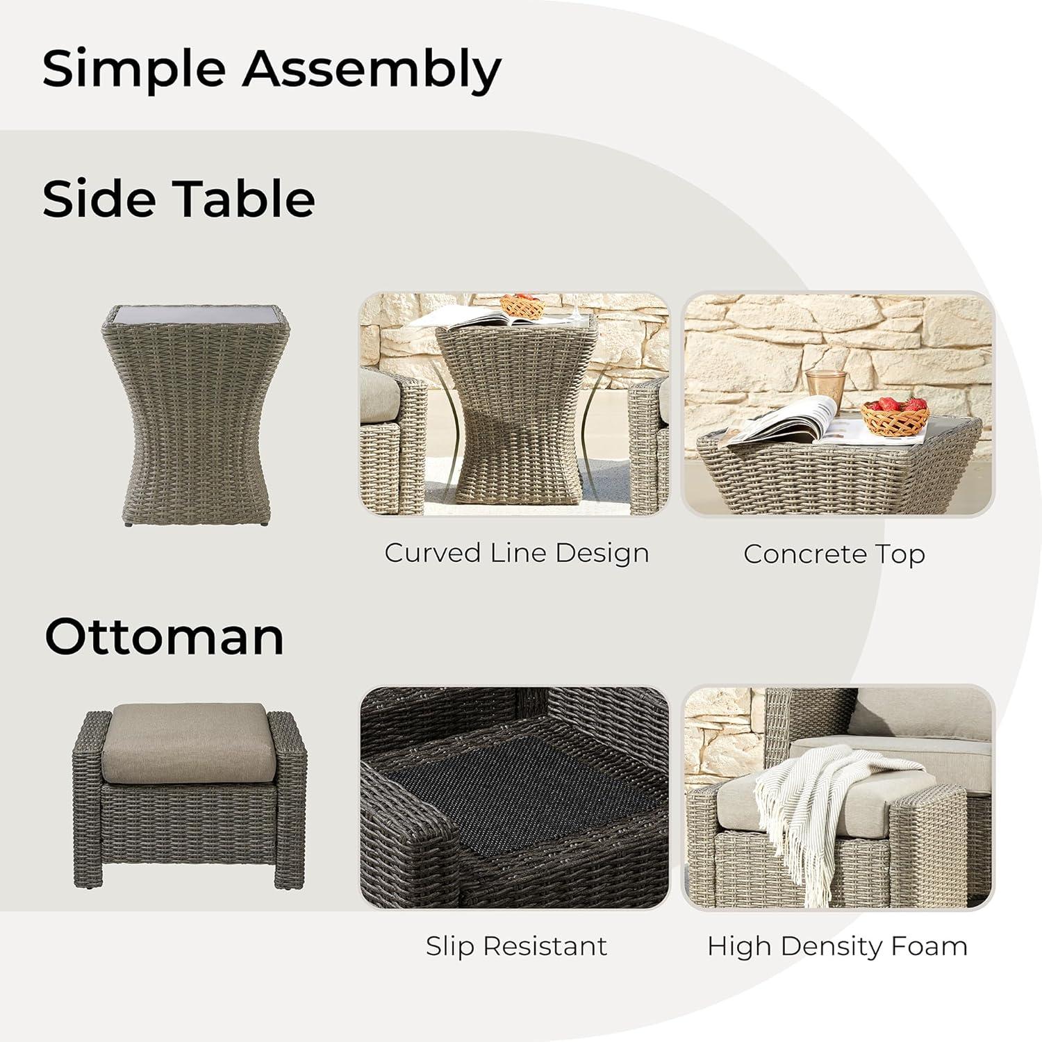 image:imageCHITA Patio Wicker Chair 360 Rocking Swivel Outdoor Rattan Chair with Thickened Cushions for Backyard Poolside Garden or PorchBrownish Grey Cushions With Grey Wicker
