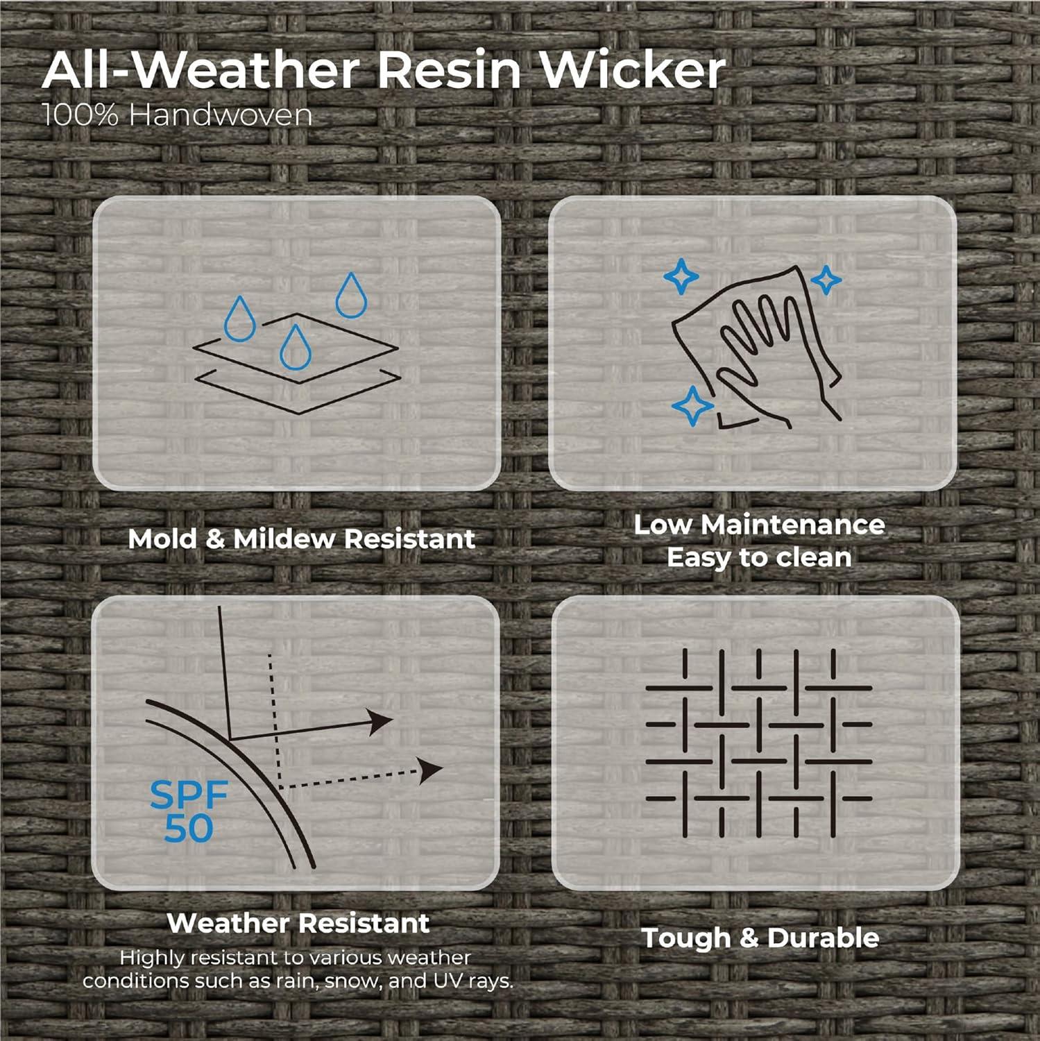 image:imageCHITA Patio Wicker Chair 360 Rocking Swivel Outdoor Rattan Chair with Thickened Cushions for Backyard Poolside Garden or PorchBrownish Grey Cushions With Grey Wicker