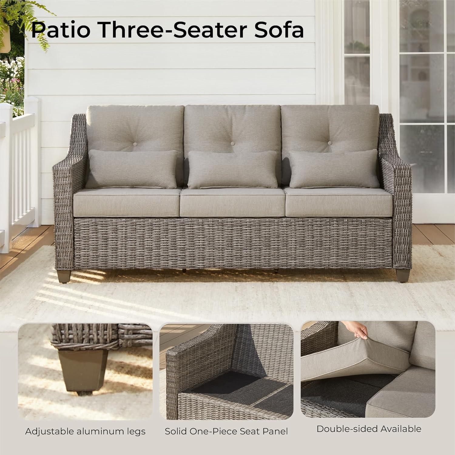 image:imageCHITA Patio Wicker Chair 360 Rocking Swivel Outdoor Rattan Chair with Thickened Cushions for Backyard Poolside Garden or PorchBrownish Grey Cushions With Grey Wicker