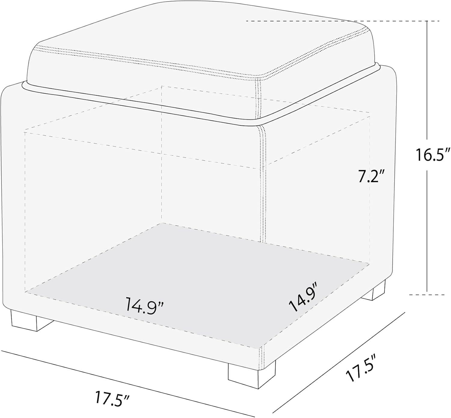 image:imageCHITA Storage Ottoman Cube with Tray Lid Small Footstool with Storage Square End Table for Living Room and Bedroom Fabric in LinenSaddle Brown