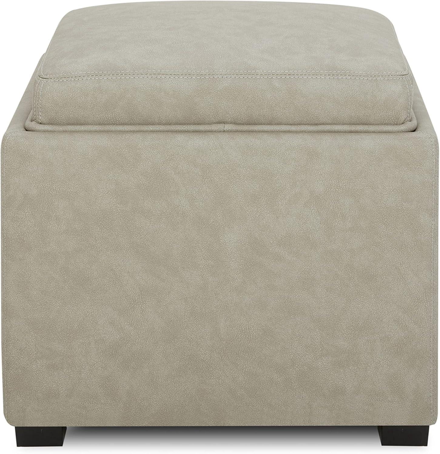 image:imageCHITA Storage Ottoman Cube with Tray Lid Small Footstool with Storage Square End Table for Living Room and Bedroom Fabric in LinenStone Gray