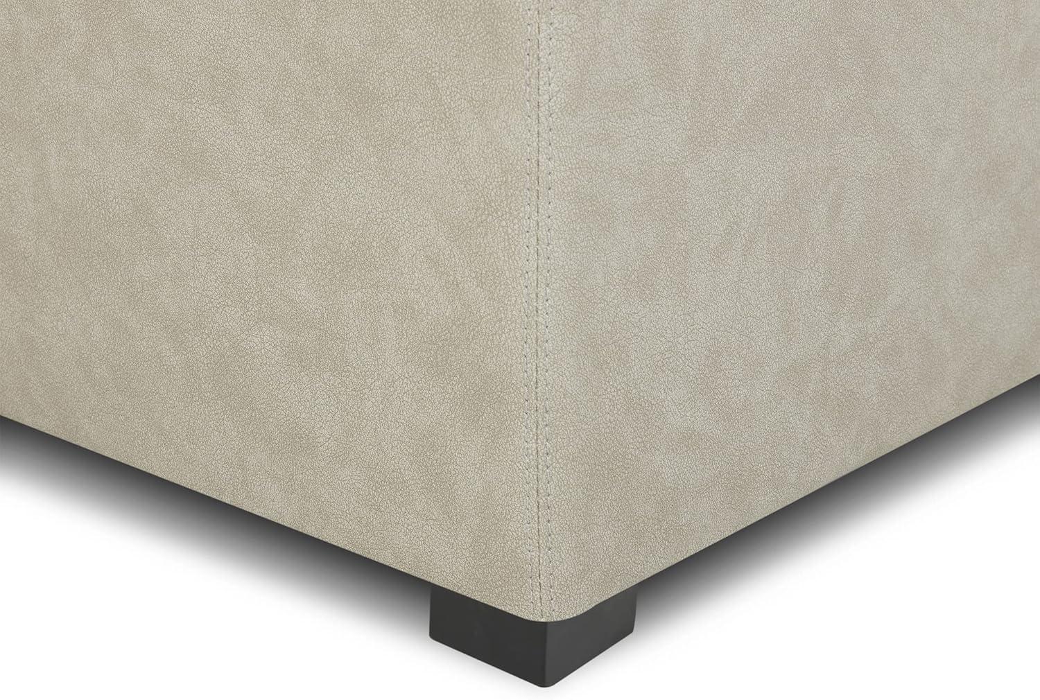 image:imageCHITA Storage Ottoman Cube with Tray Lid Small Footstool with Storage Square End Table for Living Room and Bedroom Fabric in LinenStone Gray
