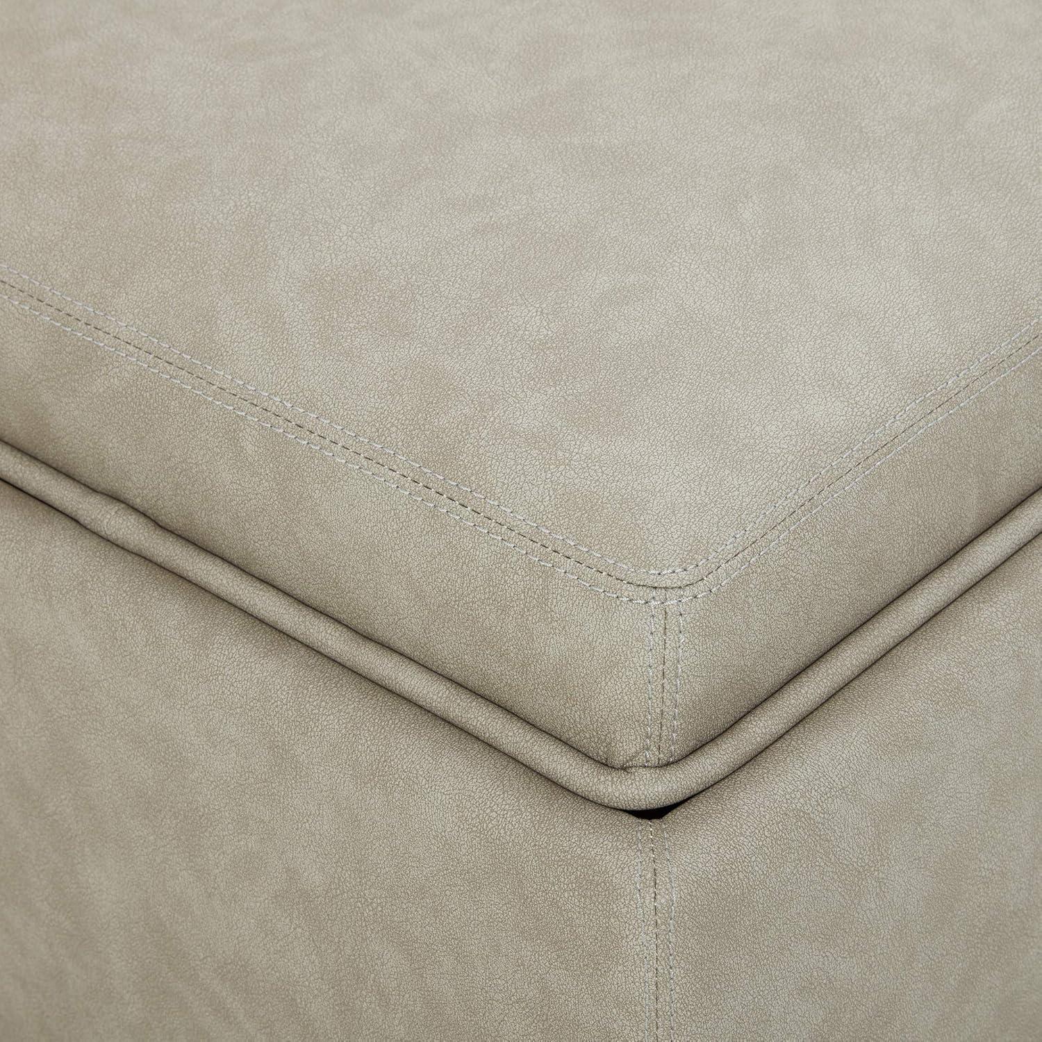 image:imageCHITA Storage Ottoman Cube with Tray Lid Small Footstool with Storage Square End Table for Living Room and Bedroom Fabric in LinenStone Gray