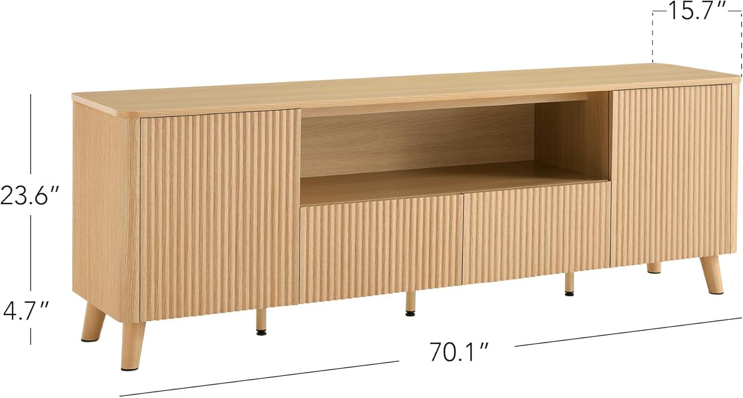 image:imageCHITA TV Stands for Living Room Mid Century Modern TV Stand for 80 inch TV with Storage Drawers Adjustable Shelves WalnutOak