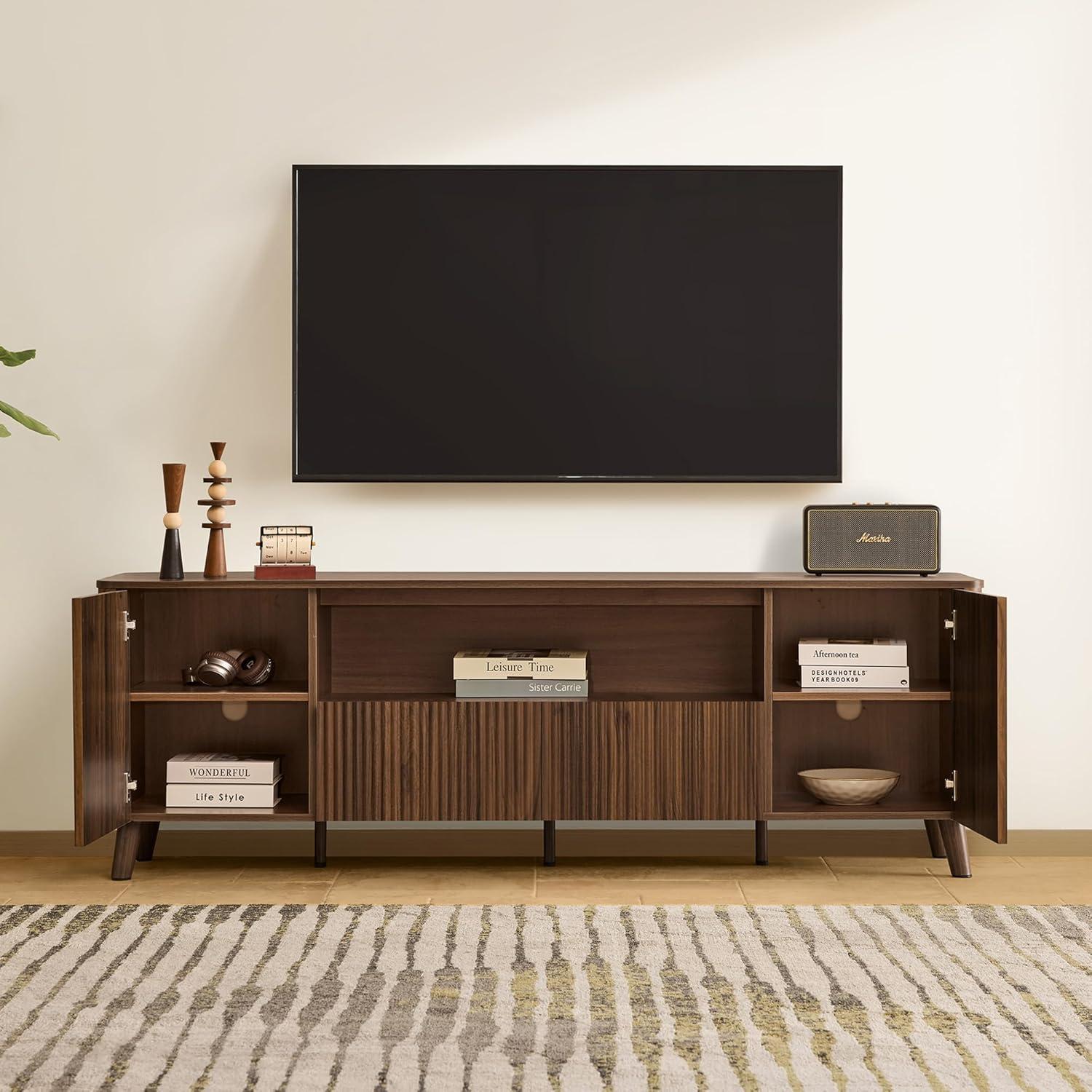 image:imageCHITA TV Stands for Living Room Mid Century Modern TV Stand for 80 inch TV with Storage Drawers Adjustable Shelves WalnutWalnut