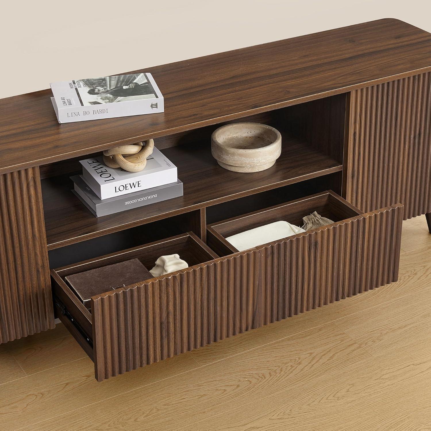 image:imageCHITA TV Stands for Living Room Mid Century Modern TV Stand for 80 inch TV with Storage Drawers Adjustable Shelves WalnutWalnut