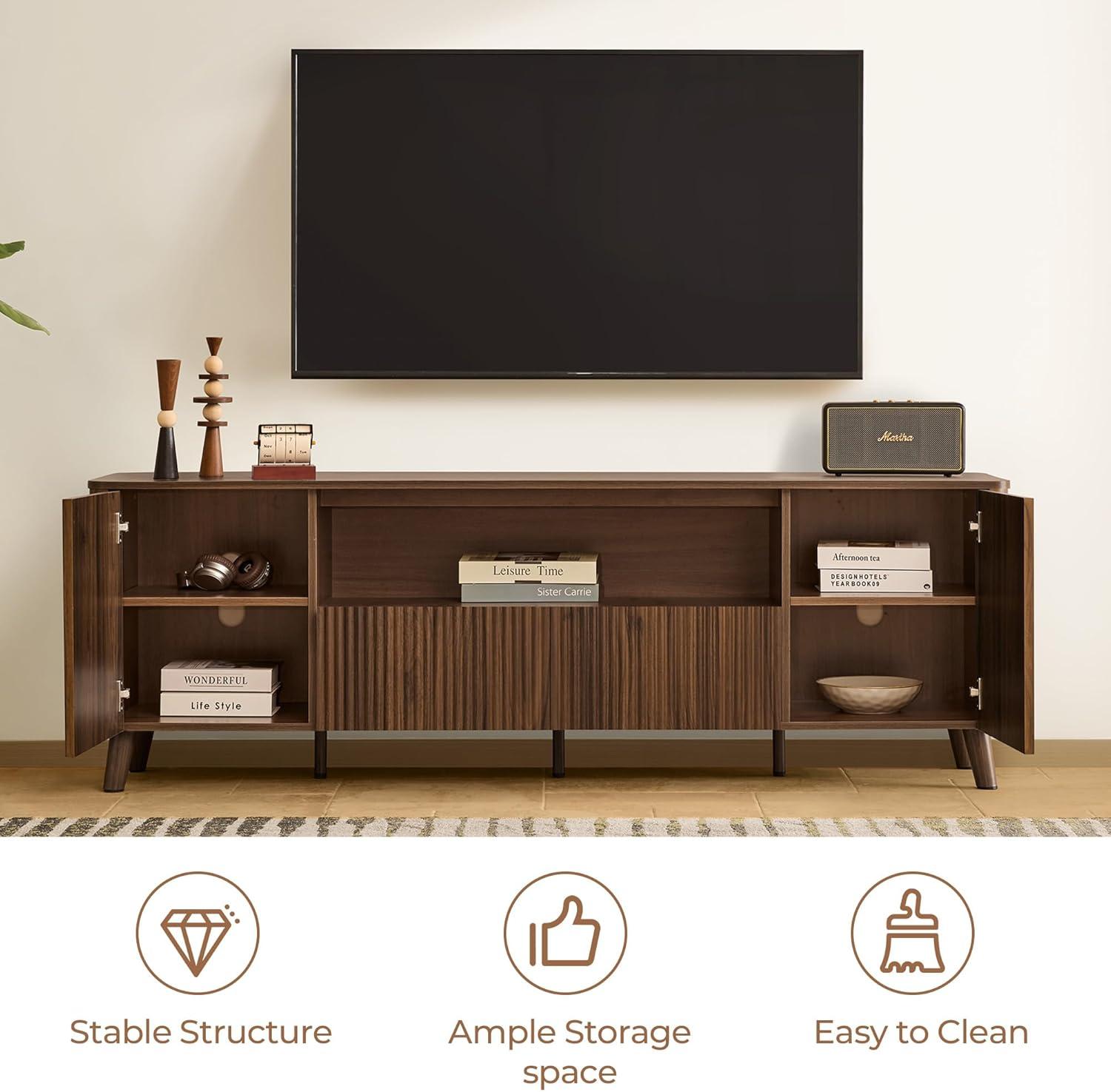 image:imageCHITA TV Stands for Living Room Mid Century Modern TV Stand for 80 inch TV with Storage Drawers Adjustable Shelves WalnutWalnut