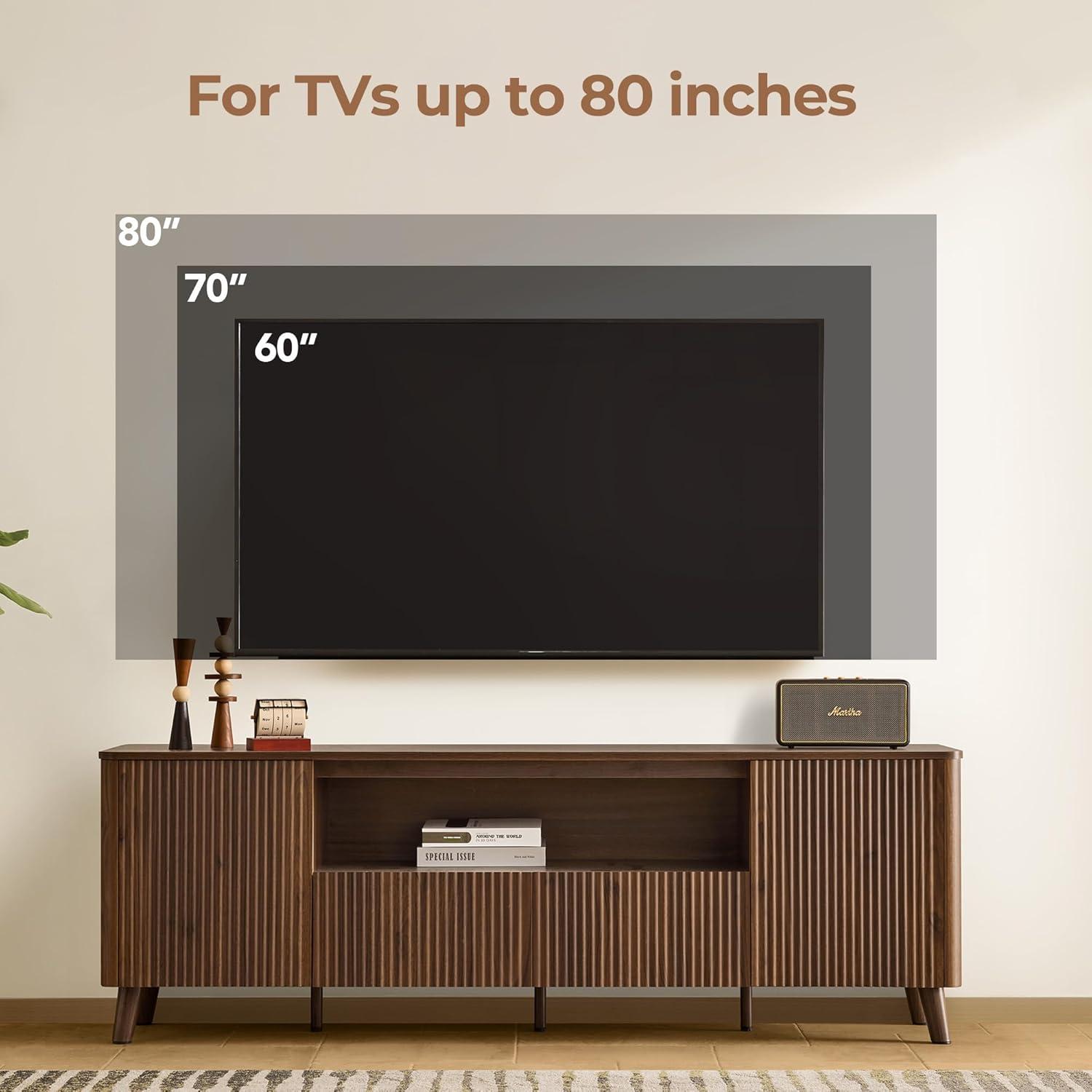 image:imageCHITA TV Stands for Living Room Mid Century Modern TV Stand for 80 inch TV with Storage Drawers Adjustable Shelves WalnutWalnut