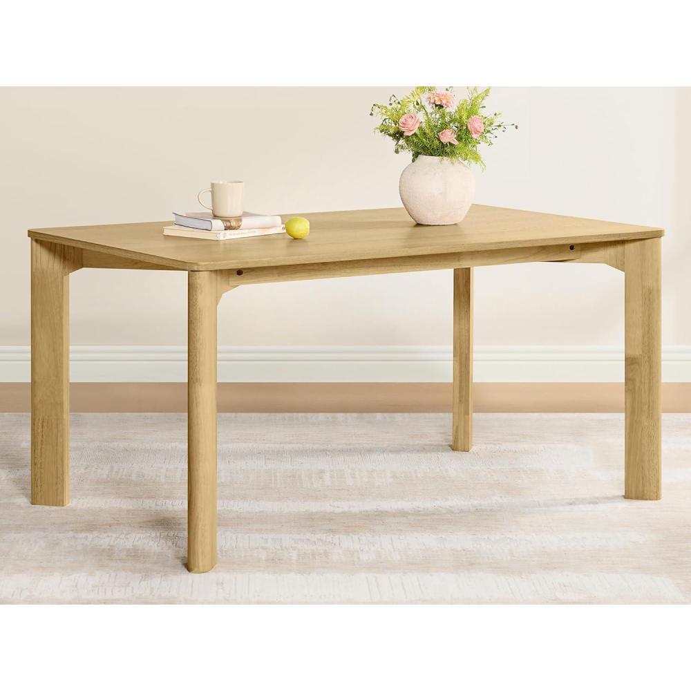 image:imageCHITA 59 Mid Century Modern Dining Table for 6 Rectangle Wood Kitchen amp Dining Room Table Solid Rubberwood Frame Oak VennerOak