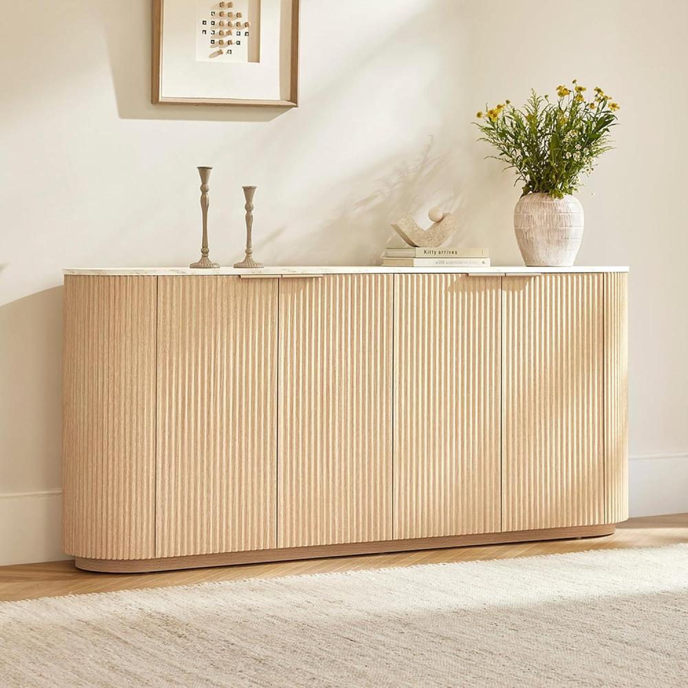 image:imageCHITA 70 Sideboard Buffet Cabinet with Storage Living Room Accent Cabinet with Doors and Adjustable Shelves for Bar Kitchen WalnutNatural Oak