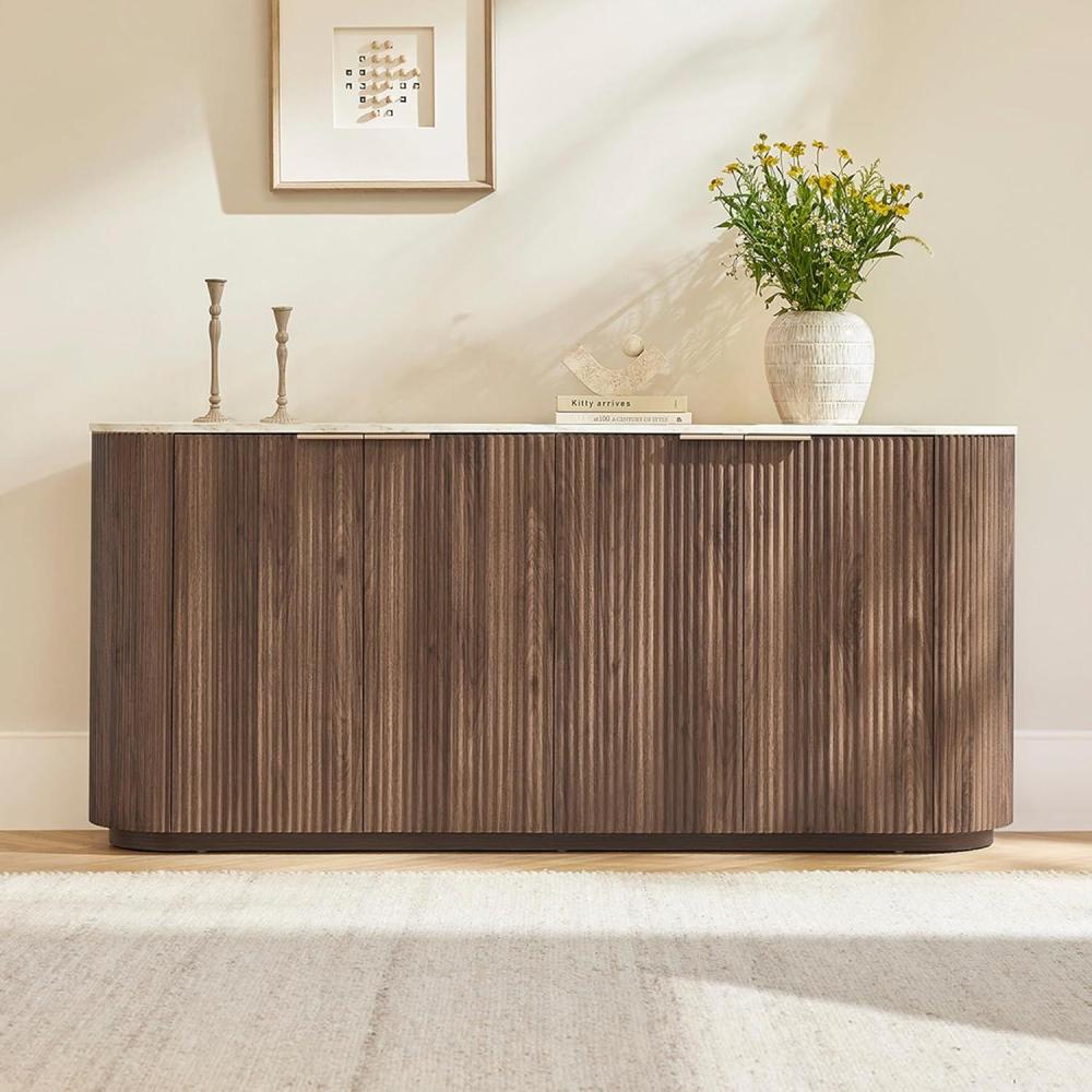 image:imageCHITA 70 Sideboard Buffet Cabinet with Storage Living Room Accent Cabinet with Doors and Adjustable Shelves for Bar Kitchen WalnutWalnut