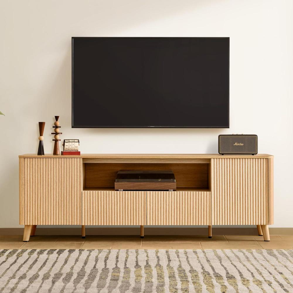 image:imageCHITA TV Stands for Living Room Mid Century Modern TV Stand for 80 inch TV with Storage Drawers Adjustable Shelves WalnutOak