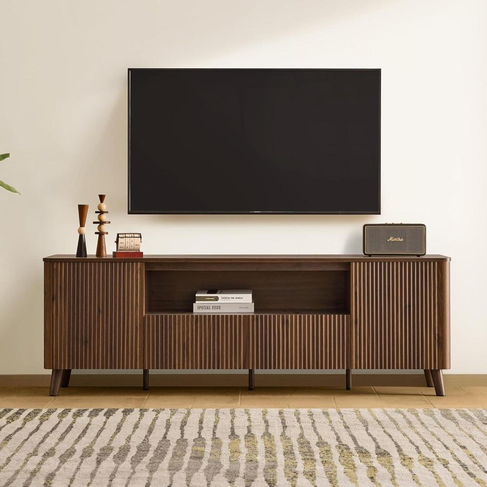 image:imageCHITA TV Stands for Living Room Mid Century Modern TV Stand for 80 inch TV with Storage Drawers Adjustable Shelves WalnutWalnut