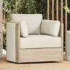 image:imageCHITA 3 Pieces Boho Patio Rattan Bistro Set Outdoor Wicker Furniture Swivel Chairs amp Side Table Set with 2 Arm Pillows Acacia Wood Frame Fully AssembledCream1PC  Chair