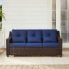 Blue Cushions With Chestnut Wicker
