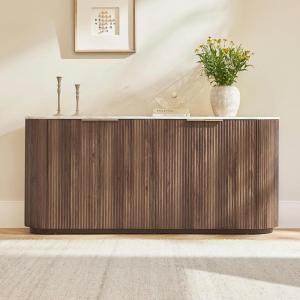 CHITA 70″ Sideboard Buffet Cabinet with Storage, Living Room Accent Cabinet with Doors and Adjustable Shelves, for Bar, Kitchen, Walnut(Walnut)