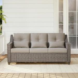CHITA Patio Wicker Chair, 360° Rocking Swivel Outdoor Rattan Chair with Thickened Cushions for Backyard, Poolside, Garden or Porch(Brownish Grey Cushions With Grey Wicker)