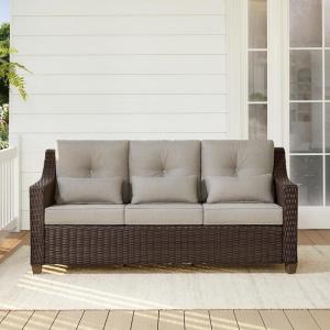 CHITA Patio Wicker Chair, 360° Rocking Swivel Outdoor Rattan Chair with Thickened Cushions for Backyard, Poolside, Garden or Porch(Brownish Grey Cushions With Chestnut Wicker)